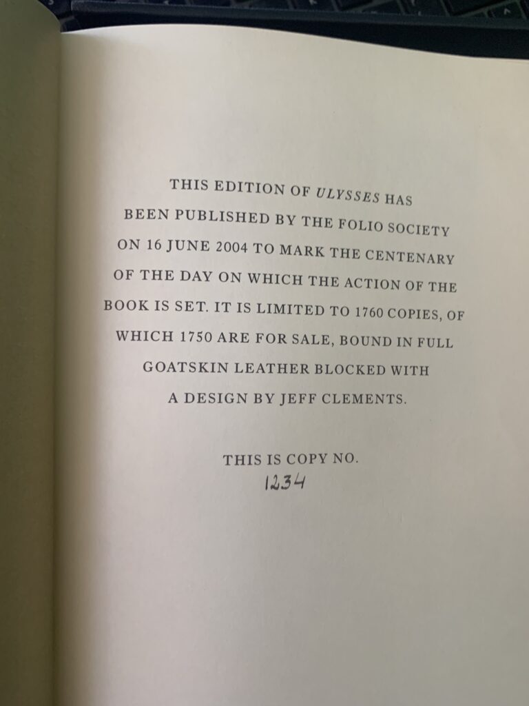 Ulysses, Special Edition Folio Society, Bound in Calf Skin Leather. No 1234 of 1760 - Image 4